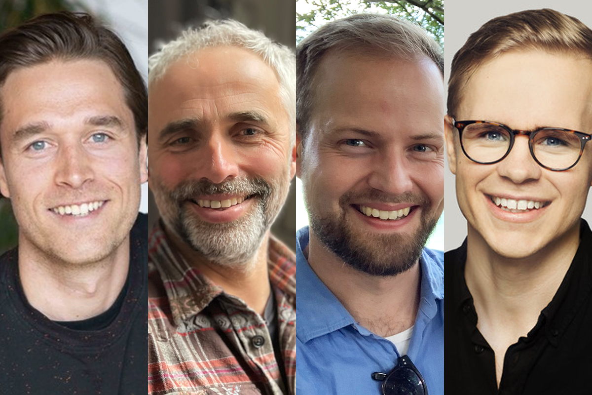 Nye frivillige i Acem 2023: Jacob Lindh, Daniel Martens, Emil Aarseth og Andreas Hetland