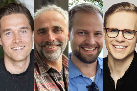 Nye frivillige i Acem 2023: Jacob Lindh, Daniel Martens, Emil Aarseth og Andreas Hetland